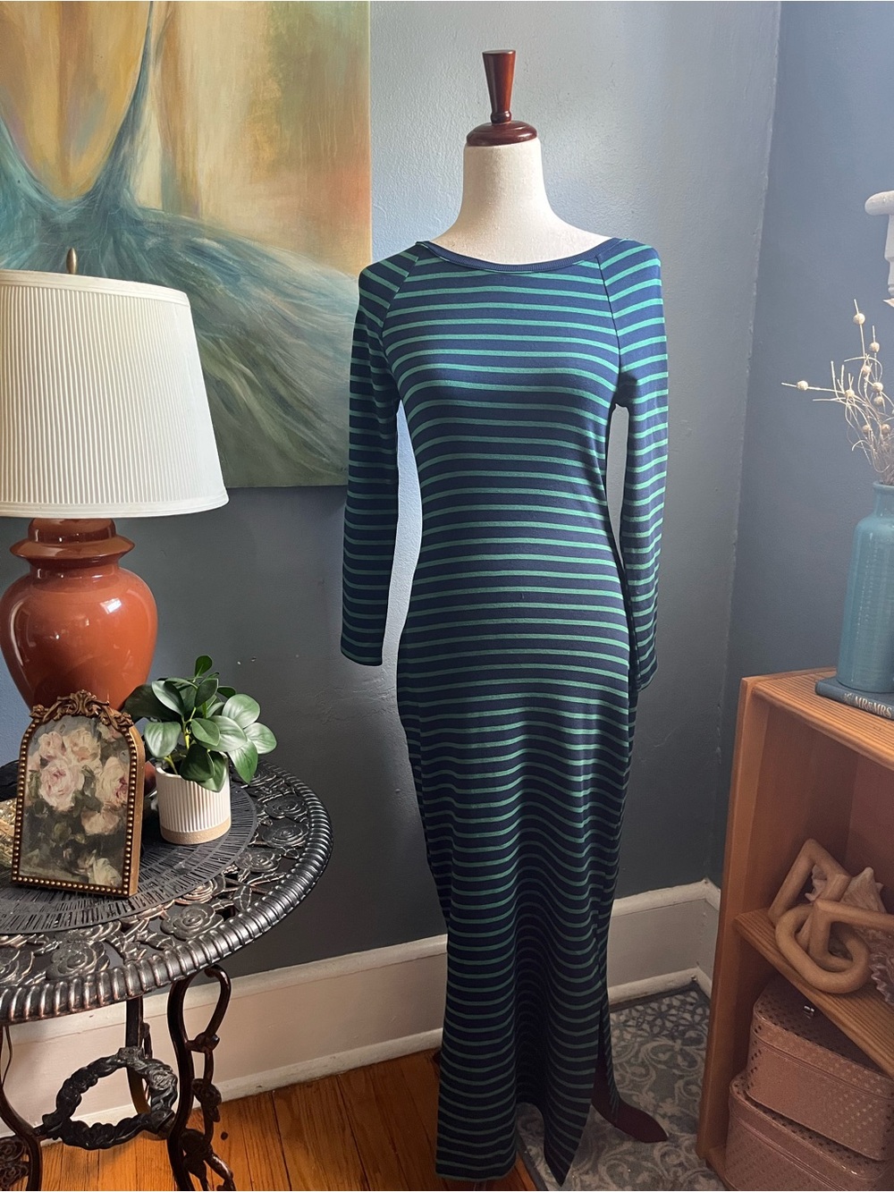 New with tags, Gilli, size S, body con maxi dress,classic navy and Kelly green.